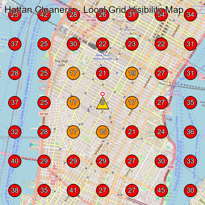 Hattan Cleaners GeoGrid visibility map for Dry Cleaner in None